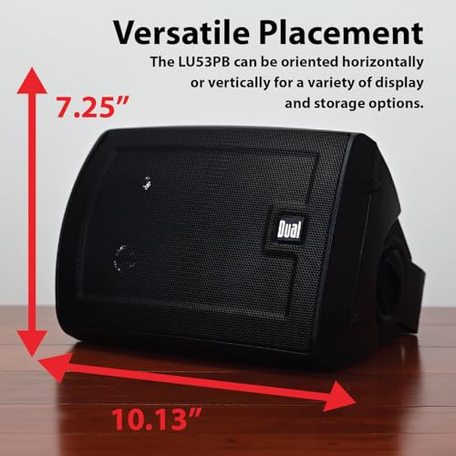 Dual Electronics LU53PB Altavoces con cable de 5.25 pulgadas de 3 vías de alto rendimiento para interiores y exteriores, instalación sin esfuerzo, uso en el hogar, piscina, patio, cochera, resistente