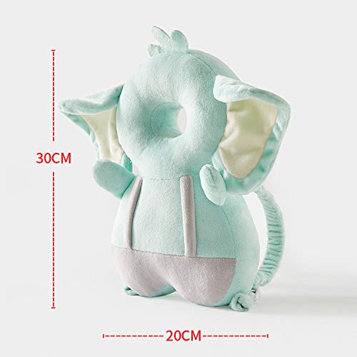 Caminador para Bebé Protector de Cabeza Niño Pequeño Ajustable Protección de Cabeza para Bebé Mochila de Uso Almohadilla de Seguridad (Elefante Verde)