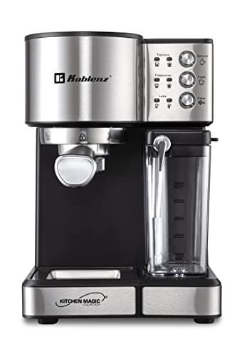 Koblenz Cafetera Espresso, Cappuccino y Latte, 15 Bares de Presión, Multipropósito, Potencia de 1350 W, Deposito de leche, Sistema de Espuma para Café Cappuccino, Filtro lavable (CKM-1350 IN)