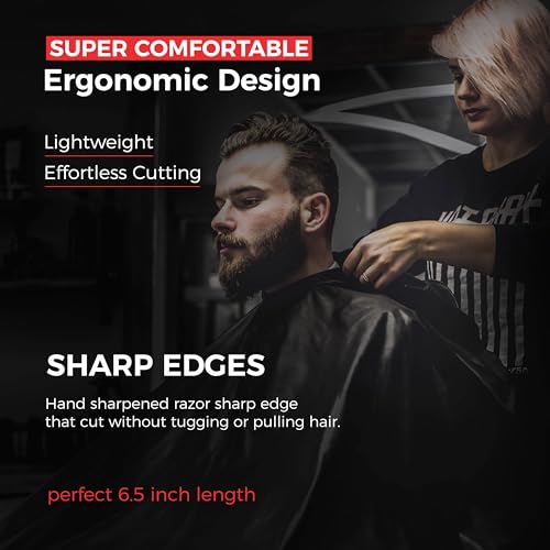 Suvorna Juego de tijeras para el cabello con tijeras para adelgazar, fabricadas con acero inoxidable para recortar y cortar, tijeras de corte de cabello de 6,5 pulgadas para adultos, hombres y mujeres
