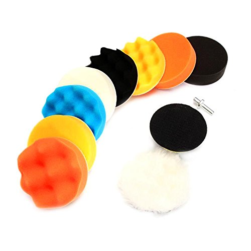 Kit de Almohadilla para Pulir y Encerar 11 Pcs + Adaptador de Taladro 7 Pulgadas