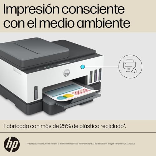 HP Impresora Multifuncional Smart Tank 750, Tinta Continua, Color, Wi-Fi, USB, Bluetooth, Dúplex (Doble Cara) & ADF Alimentador Automático, Impresión, escaneo, copiado (6UU47A)