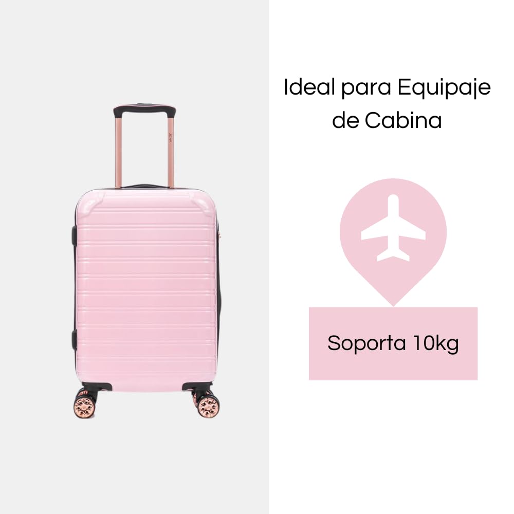 Maleta de Mano JONY Carry On Rigida Resistente Ruedas Giratorias 360 Mango Expandible ABS Candado de Seguridad (Rosa Claro)