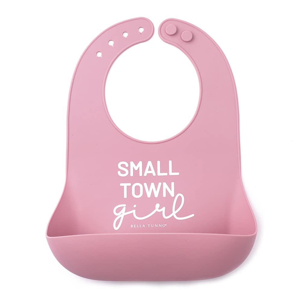 Bella Tunno - Babero de silicona impermeable con gran colector de alimentos, ajuste ajustable para bebés de 4 a 12 meses y niños pequeños de 1 a 3 años, niños y niñas, niña de ciudad pequeña