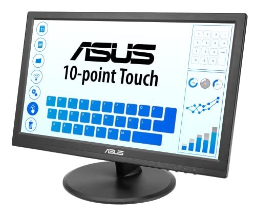 ASUS Monitor táctil 1080P de 15.6" (VT169HE) - Full HD, visualización táctil de 10 puntos, IPS, amplio ángulo de visión, sin marco, cuidado de los ojos, sin parpadeo, luz azul baja, HDMI, cumplimiento