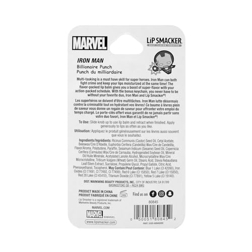 Lip Smacker Marvel Super Hero Lip Balm, Iron Man Billionaire Punch, 0.14 Ounce