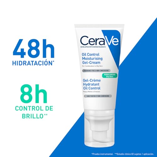 CeraVe Oil Control Gel-Crema Hidratante I Control de Brillo & Hidratación Facial I Formula Ultra-Ligera Para Piel Mixta a Grasa I 52ml