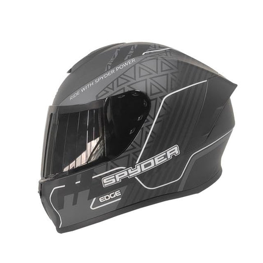 Casco Motocicleta Integral Marca - Edge - Frankie - Full Face - Certificado Dot - Moto Cascos de para Guantes Funda (Spyder Gris, L)
