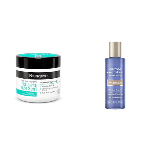 Crema Hidratante Facial Mate 3 en 1 Neutrogena Face Care Intensive D Pantenol 100g + Desmaquillante Bifasico Oil Free 162 ml