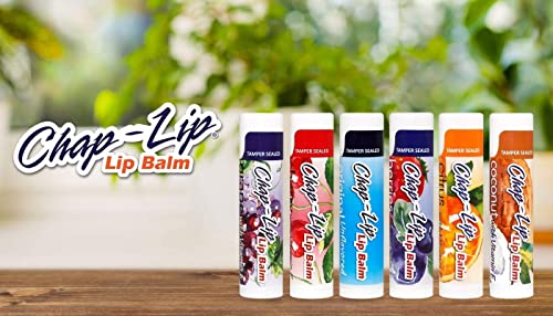 Chap-Lip Lip Balm Chap-Lip Bálsamo labial de vitamina E con aceite de coco, tratamiento hidratante de labios, hidratante, calmante, refrescante, tratamiento de hidratación total y terapia de labios, surtido de 6 sabores refrescantes, 48 unidades
