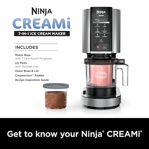 Máquina para Hacer Helados Ninja Plateada con 7 Programas y 2 Recipientes