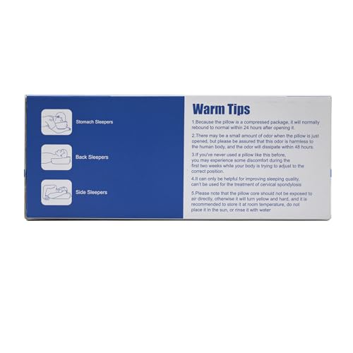 HOMCA Almohada cervical ortopédica de espuma viscoelástica 2 en 1, almohada ergonómica para espalda, de lado y boca abajo, 60 x 13/11 x 40 cm