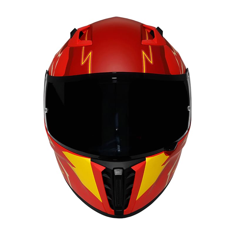 Casco Modular - DC - Visor Anti Baho Motocicleta Marca Edge - Visor Doble ANTIVAHO Certificado Dot Moto - Cascos Motocross Pegatina Pegatinas Protector Mujer Hombre (Flash, XL)