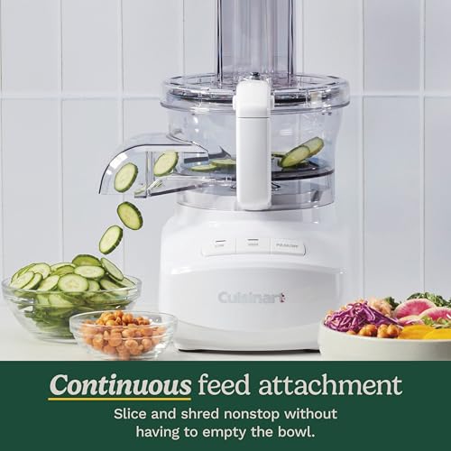 Cuisinart Procesador de alimentos de alimentación continua de 9 tazas con disco de trituración y rebanación reversible fino y medio