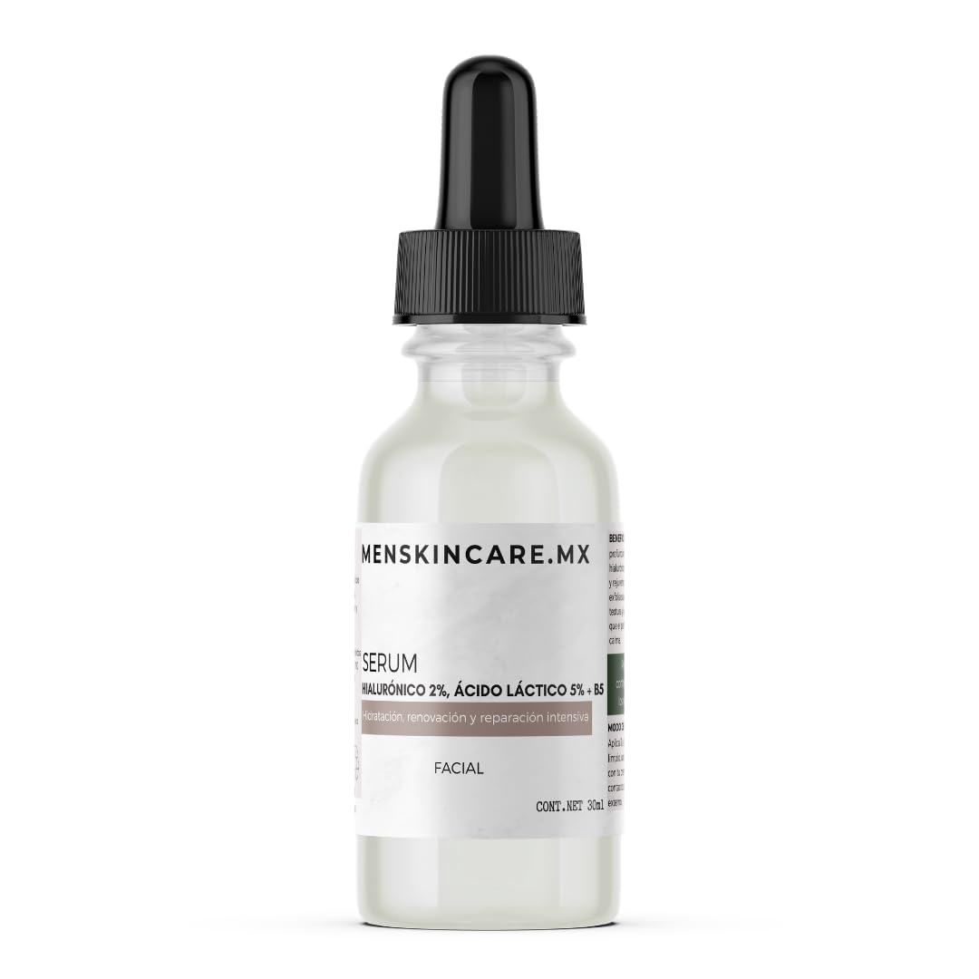 Sérum Facial con Ácido Hialurónico 2%, Ácido Láctico 5% y Vitamina B5 - Hidratación Profunda y Renovación de la Piel