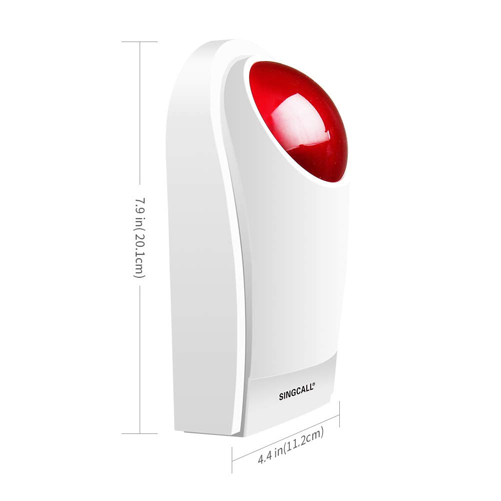 Sirena Estroboscópica SINGCALL Roja con Botón de Alarma de Pánico para Emergencias en Hogar y Negocio