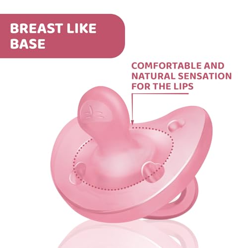 Chicco PhysioForma Chupete de Silicona 6-16 Meses, Pack de Chupetes Suaves y Delicados, Apoyan la Respiración Fisiológica y Favorecen el Desarrollo Correcto de la Boca, Rosa