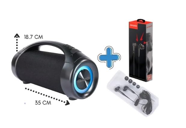 Aiwa Bocina Inalámbrica True Wireless con Bluetooth Mod. AWS600BT Incluye Audífonos Inteligentes de Alto Rendimiento Mod. AW60