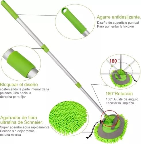 Lavar Carros con Mango Largo Cepillos De Microfibra para Lavar Autos Carro Esponja Set Cepillo para Polvo De Lavado De Coche con Mango Largo 3 Secciones Telescópico Poste Extensible 60-118cm