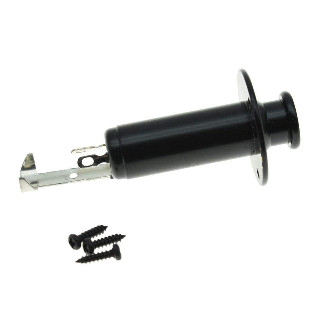 KAISH 6,35 mm Guitarra Eléctrica Acústica Bajo overol Endpin Salida Jack Jack Jack Jack Enchufe chapado en cromo/Negro/Dorado, Negro