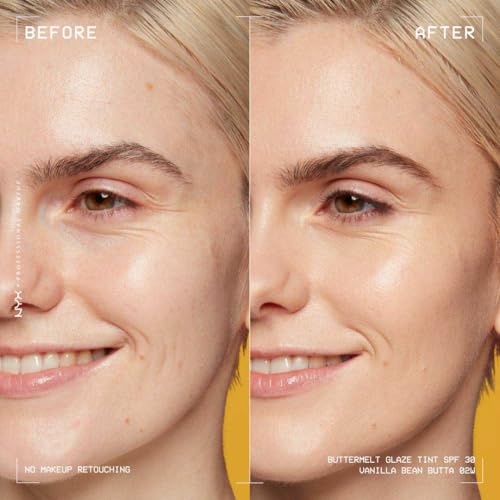 Tinta de Maquillaje Glaze Tint con SPF 30 de Nyx Professional Makeup, Tono Vainilla Bean Butta (Beige Claro)