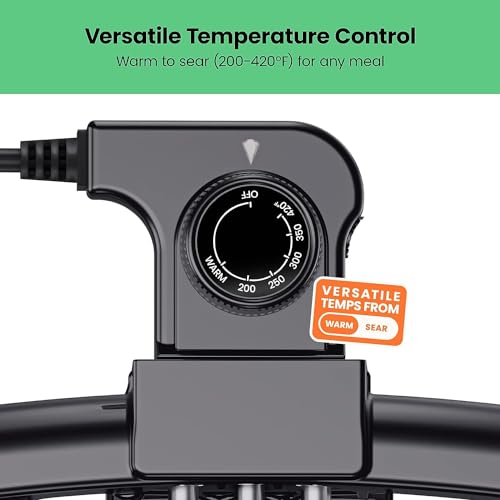 Chefman Plancha eléctrica con control de temperatura extraíble, parrilla ideal para hamburguesas, huevos, plancha para panqueques, superficie de cocción antiadherente fácil de limpiar 10 x 16 pulgadas