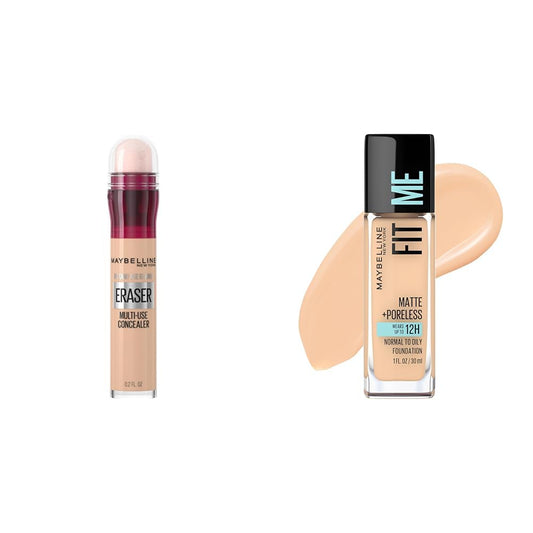 Maybelline Corrector Instant Age Rewind 115 Warmlight, 6 ml + Base de Maquillaje Fit Me Matte, 120 Classic Ivory