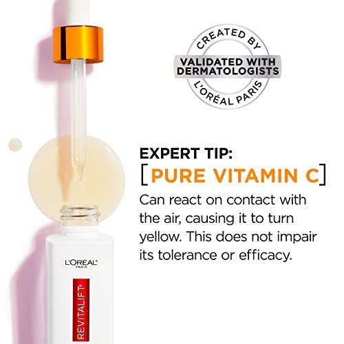 L'Oreal Paris Revitalift Vitamin C Serum with Vitamin E & Salicylic Acid, Moisturizing, Smoothing & Brightening, Non Greasy, Combats Early Signs of Aging + Sample