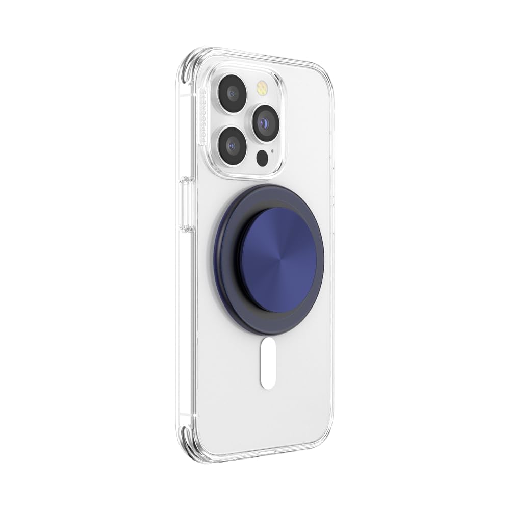 Agarre Redondo para Teléfono PopSockets Azul Marino Compatible MagSafe con Anillo Adaptador y Soporte para Carga Inalámbrica