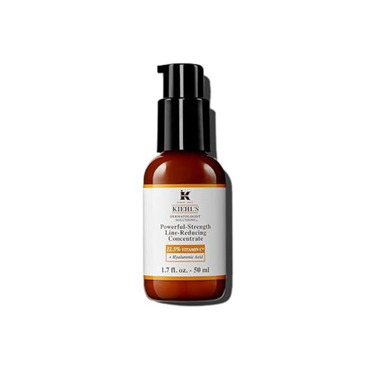 Kiehl's Powerful Serum, Suero de Rostro, Reductor de Líneas de Expresión, Aumenta Luminosidad y Firmeza, Suaviza y Rellena la Piel, con 12.5% de Vitamina C y Ácido Hialurónico, 50 ml