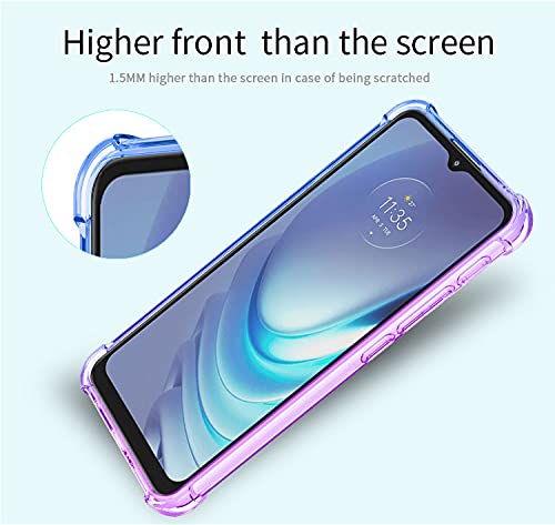DABUNA Funda para Moto G60 y G40 Fusion Case Uso Rudo,Transparente Colores Degradados Protectora de Cámara Anticaída Carcasa Bumper(Púrpura Azul)