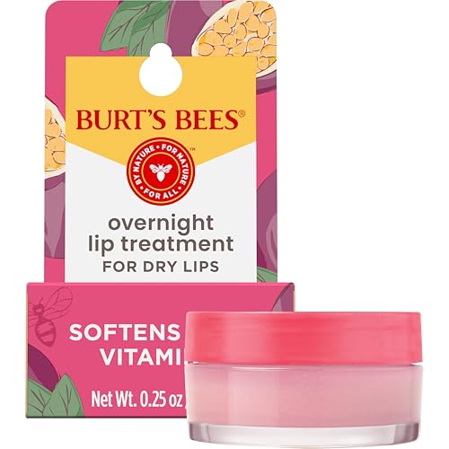 Burt's Bees Overnight Intensive Lip Treatment, Moisturizing Lip Care, Passionfruit & Chamomile, 100% Natural, 0.25 Ounce