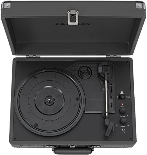 Crosley CR8005F-SG Cruiser Plus Vintage 3-Speed Bluetooth in/out Suitcase Turntable, Slate