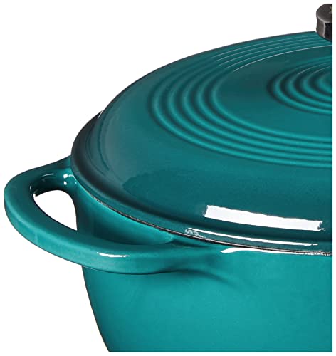 Lodge - Horno holandés de hierro fundido esmaltado de 4.5 cuartos con tapa, asas dobles, apto para horno hasta 500 °F o en estufa, uso para marinar, cocinar, hornear, refrigerar y servir - Laguna