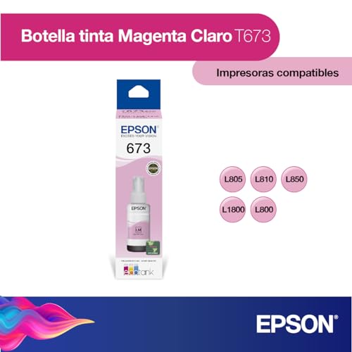 Botella de Tinta Epson Magenta Claro T673 para Impresoras L805, L810, L850 y L1800