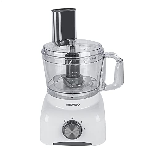 DAEWOO Procesador de alimentos de 2 velocidades más pulso, recipiente 1.2 Lts., mando de control de velocidad, doble bloqueo de seguridad, patas antideslizantes, potente motor de 600W