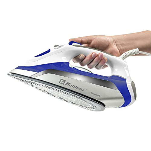 Plancha de Vapor Koblenz Azul Plata con Suela Cerámica y Antisarro de 1800W