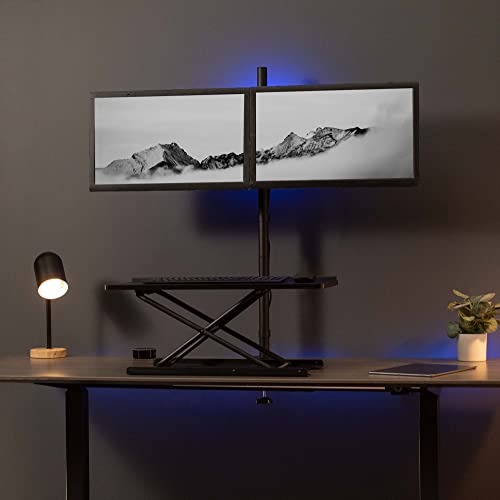 Soporte de Computadora VIVO Negro Extra Alto para Monitor Dual Ajustable hasta 27 Pulgadas
