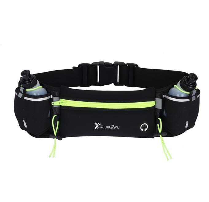 Cangurera Deportiva, LonEasy Cangureras para Correr con 2 Botellas de Agua, Riñonera impermeable reflectante con Cinturón Regulable, Ideal para Caminar, Ciclismo, Correr, Deportes al Aire Libre
