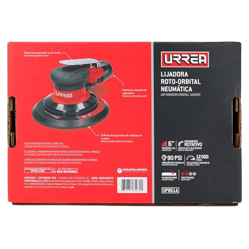 Lijadora Neumática Urrea UP861A 6 Pulgadas 12000 RPM