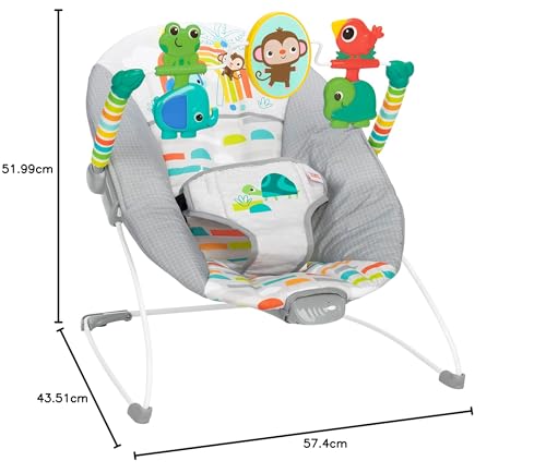 Bright Starts Playful Paradise - Asiento cómodo para bebé con vibración calmante y juguetes, unisex, 0-6 meses