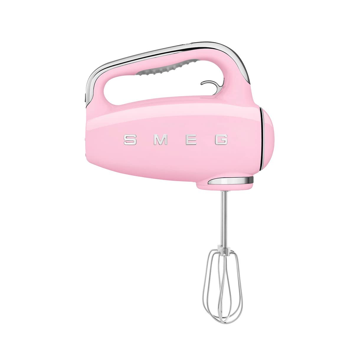 Mezclador Eléctrico de Mano SMEG Rosa 50's con Ganchos y Batidores