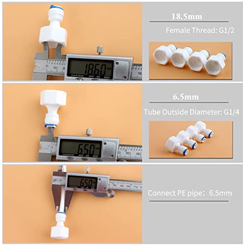 Mumusuki 6pcs 1/4" OD a 1/2" conector rápido hembra para filtro de agua de ósmosis inversa