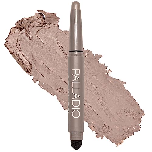 Palladio Barra de sombra de ojos impermeable con esponja mezcladora, aplicación duradera y sin esfuerzo, Matte Mocha