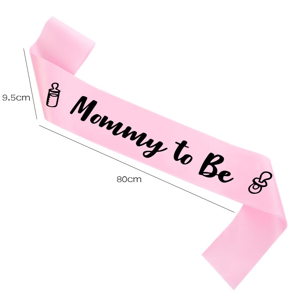 "Mommy to be " mamá to be sash para baby shower, banda de baby shower para parrilla, marco rosa - Faja de mamá con hermosa cinta rosa y texto de aluminio negro, revelación de género ideal, baby