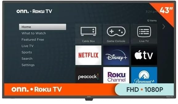 ONN Television Smart TV 43 Pulgadas Class FHD (1080p) LED TV HDR10 WiFi Funciona con Apple Home, Alexa y Asistente de Google (Sin Bases) 100133209 Más Soporte de Pared (Reacondicionado)