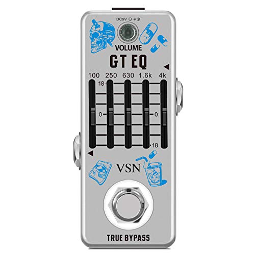 VSN Guitar Equalizer Pedal 5-band Parametric EQ Guitar Effect Pedal Frequency Compensator ±18dB Range for Mini Size True Bypass