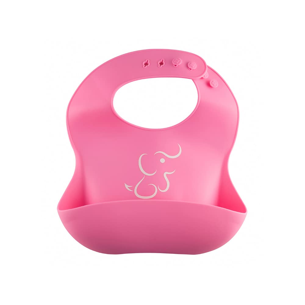 PAPU BABY Baberos de Silicón Suave. Pack de 2 Impermeables para Bebé, baby bibs. (Rosa-Rosa Pastel)