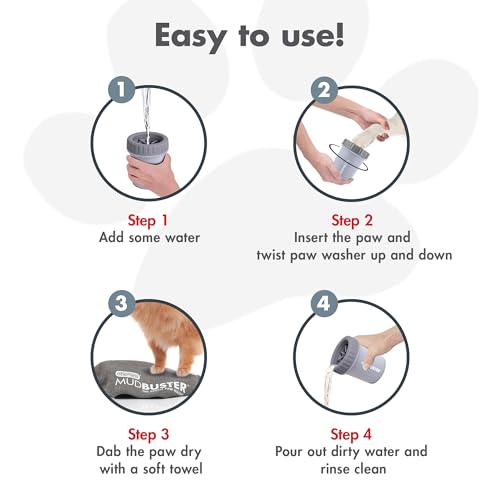 Dexas MudBuster - Limpiador portátil para patas de perro, de calidad premium, pequeño accesorio para mascotas de color gris claro
