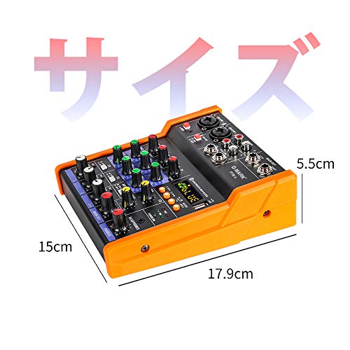 G-MARK Mezcladora de Audio de 4 Canales DJ Mezclador de Audio Digital Interfaz Bluetooth USB Karaoke Consola De Sonido para PC KTV Escenario Grabación, Placa de Sonido Portátil Consola de Mezcla